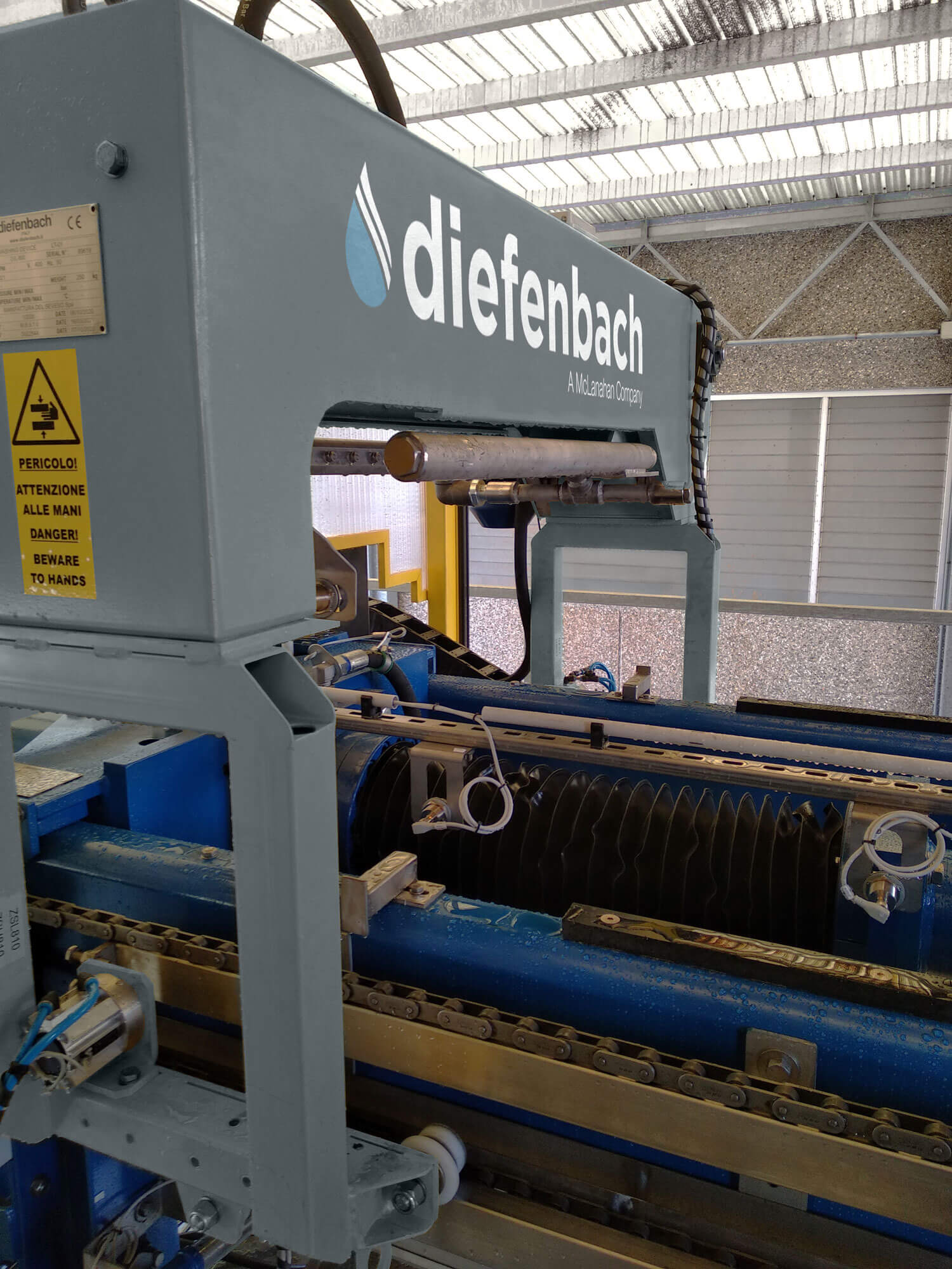 Vista superior del filtro de prensa de viga lateral de Diefenbach