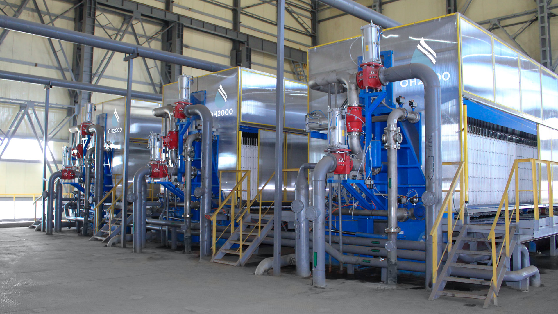 Three Overhead Beam Filter Presses installed in a shed